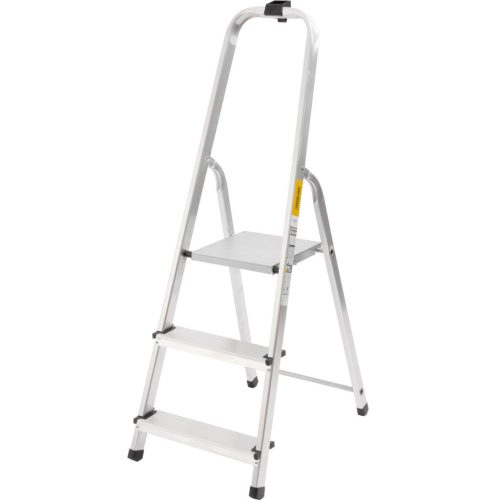 Festőlétra, StrendPro D3, 3 fokos, alumínium, 54 cm, ezüst, összecsukható, csúszásmentes kivitel