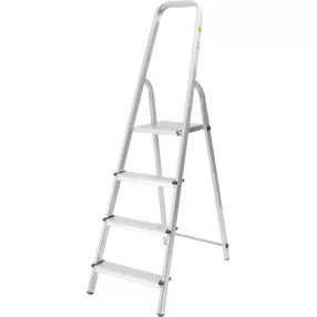   Festőlétra, StrendPro D4, 4 fokos, alumínium, 75 cm, ezüst, összecsukható, csúszásmentes kivitel