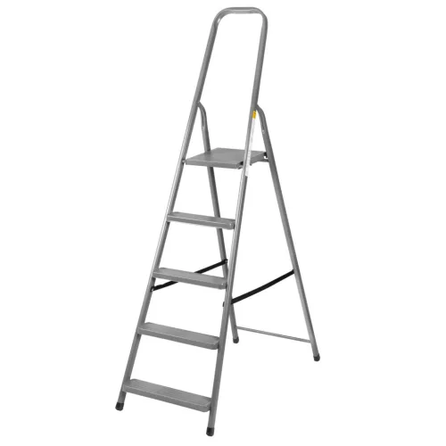 Festőlétra, Strend Pro ST-D5, 5 fokos, acél, 100 cm, szürke, összecsukható stabil kivitel