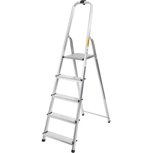 Festőlétra, StrendPro D5, 5 fokos, alumínium, 97 cm, ezüst, összecsukható, csúszásmentes kivitel