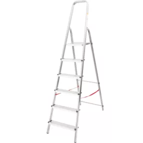   Festőlétra, StrendPro D6, 6 fokos, alumínium, 119 cm, ezüst, összecsukható, csúszásmentes kivitel