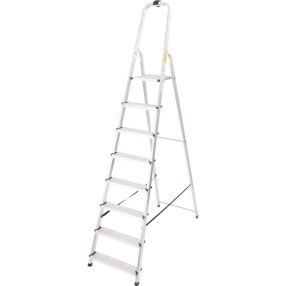   Festőlétra, StrendPro D8, 8 fokos, alumínium, 162 cm, ezüst, összecsukható, csúszásmentes kivitel