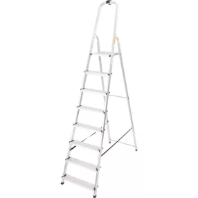   Festőlétra, StrendPro D8, 8 fokos, alumínium, 162 cm, ezüst, összecsukható, csúszásmentes kivitel