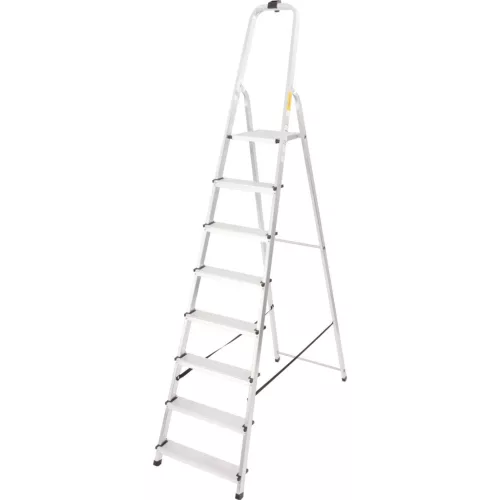 Festőlétra, StrendPro D8, 8 fokos, alumínium, 162 cm, ezüst, összecsukható, csúszásmentes kivitel