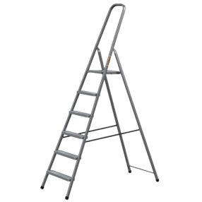   Festőlétra, Strend Pro ST-D6, 6 fokos, acél, 120 cm, szürke, összecsukható stabil kivitel