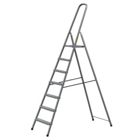   Festőlétra, Strend Pro ST-D7, 7 fokos, acél, 146 cm, szürke, összecsukható stabil kivitel