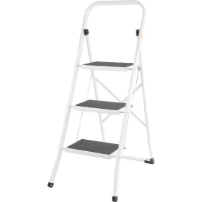   Festőlétra, Strend Pro LFD110, 3 fokos, 70cm, fehér, acél, csúszásgátlós, összecsukható