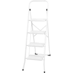   Festőlétra, Strend Pro LFD160, 4 fokos, 138,5 cm, fehér, acél, csúszásgátlós, stabil lábú