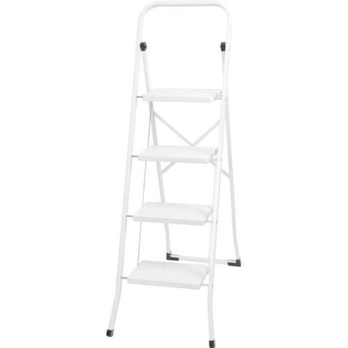 Festőlétra, Strend Pro LFD160, 4 fokos, 138,5 cm, fehér, acél, csúszásgátlós, stabil lábú