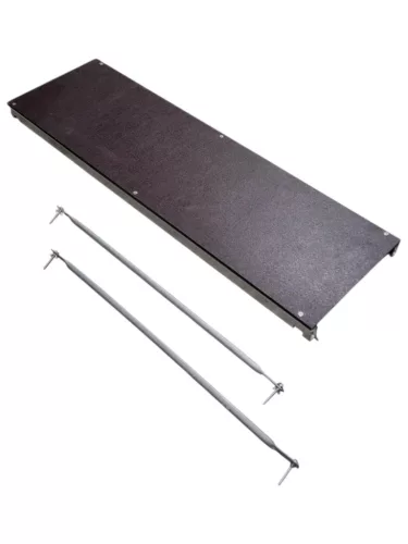 Állványplatform, Strend Pro 2 x 8 Basic, acél keret, csúszásmentes rétegelt lemez, 2 összekötő rúddal, teherbírás: 150 kg, állványhoz használható