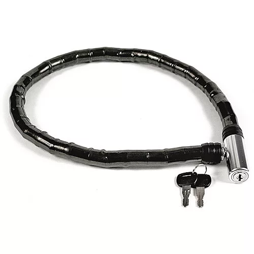 Kerékpárzár, Strend Pro LH0503 Strong, fekete, hosszúság: 80 cm, láncos, kulcsos, időjárásálló, vastagság: 18 mm, 2 db kulccsal