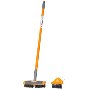   Útseprű készlet, Strend Pro, 3 részes, 80-140 cm teleszkópos nyél, fej: 6 x 19 cm és 3 x 10 cm, acélhuzalos, acél heggyel, térkőhöz
