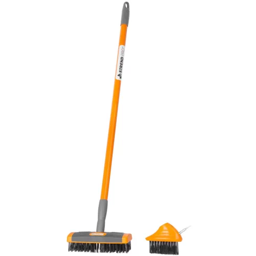 Útseprű készlet, Strend Pro, 3 részes, 80-140 cm teleszkópos nyél, fej: 6 x 19 cm és 3 x 10 cm, acélhuzalos, acél heggyel, térkőhöz