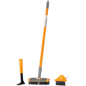   Útseprű készlet, Strend Pro, 4 részes, 80-140 cm teleszkópos nyél, acélhuzalos fejek, acél heggyel, térkőzöz