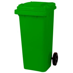   Műanyag hulladéktároló kültéri kuka, Extra erős, UV-álló, kerékkel, nyitható tetővel, Strend Pro  - 120 l zöld