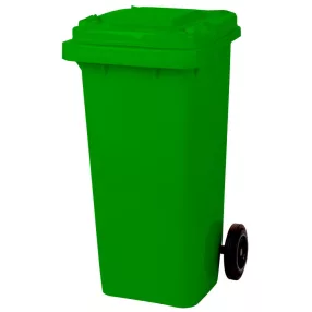   Műanyag hulladéktároló kültéri kuka, Extra erős, UV-álló, kerékkel, nyitható tetővel, Strend Pro  - 120 l zöld