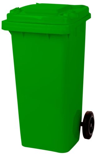 Műanyag hulladéktároló kültéri kuka, Extra erős, UV-álló, kerékkel, nyitható tetővel, Strend Pro  - 120 l zöld