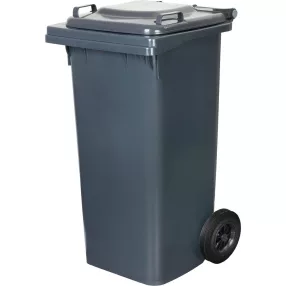   Műanyag hulladéktároló kültéri kuka, Extra erős, UV-álló, kerékkel, nyitható tetővel, Strend Pro- 120 l szürke