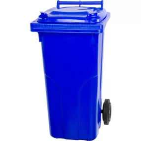   Műanyag hulladéktároló, szelektív kültéri kuka, Extra erős, UV-álló, kerékkel, nyitható tetővel - 120 l kék