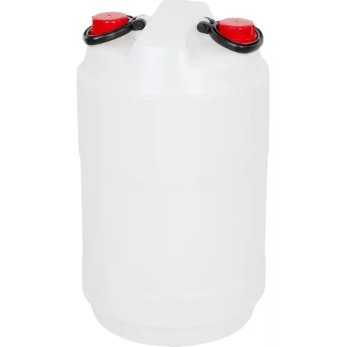 Élelmiszeripari hordó, J. P. Plast JPP-D, fehér, 50 l, 2 fogantyúval, kétnyílású, HDPE műanyag, UN minősítésű
