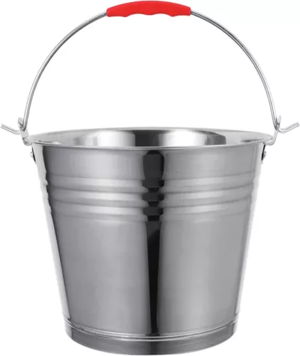 Élelmiszeripari vödör, Strend Pro, ezüst, 15 l, rozsdamentes acél, élelmiszeripari tanúsítvánnyal, higiénikus, korrózióálló, fém füllel