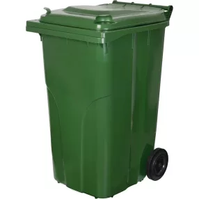   Műanyag hulladéktároló, szelektív kültéri kuka, Extra erős, UV-álló, kerékkel, nyitható tetővel - 240 l zöld