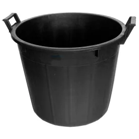   Műanyag virágcserép, Ics P133044, fekete, átmérő: 44 cm, magasság: 35 cm, tömör alj, 32 l, kerek, 2 fogantyúval