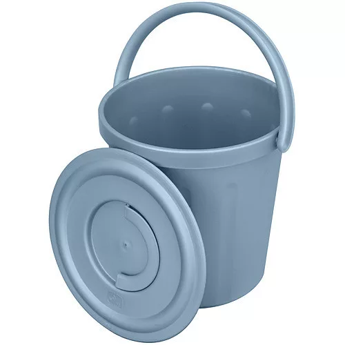 Vödör, Ics C552010, 10 l, kék, fedéllel, 25,5 cm felső átmérő, 27 cm magas, 19,5 cm alsó átmérő