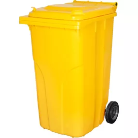   Műanyag hulladéktároló, szelektív kültéri kuka, Extra erős, UV-álló, kerékkel, nyitható tetővel - 240 l sárga