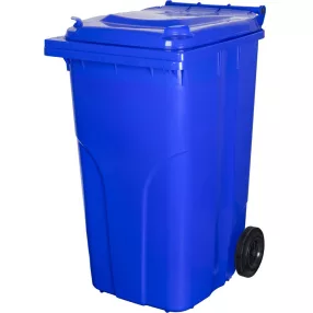   Műanyag hulladéktároló, szelektív kültéri kuka, Extra erős, UV-álló, kerékkel, nyitható tetővel - 240 l kék