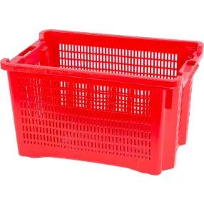   Gyümölcstartó láda, Ics M401000, piros, 40 literes, 56 × 35 × 31 cm, perforált falú, műanyag, egymásra rakható