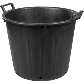   Műanyag virágcserép, Ics P134056, fekete, átmérő: 55 cm, magasság: 47 cm, perforált alj, 70 l, kerek, 2 fogantyúval