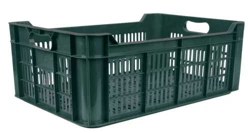 Gyümölcstartó láda, Strend Pro Garden M20, sötétzöld, 48 literes, 60 x 40 x 21,5 cm, perforált falú, műanyag, egymásra rakható, maximum 20 kg teherbírás