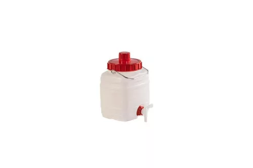 Élelmiszeripari hordó, ICS Demetra n2, fehér, 5 l, átmérő: 12 cm, magasság: 26 cm, kifolyószeleppel, fogantyúval, MOCA EU