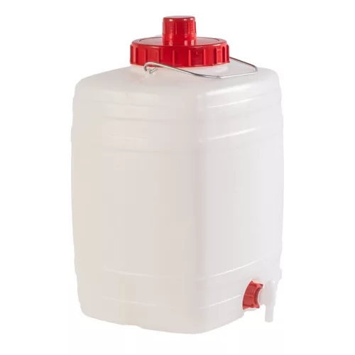 Élelmiszeripari hordó, ICS Demetra n2, fehér, 20 l, átmérő: 12 cm, magasság: 42 cm, kifolyószeleppel, fogantyúval, MOCA EU