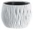 Műanyag virágcserép, Prosperplast Sandy Bowl 240, fehér, átmérő: 23,8 cm, magasság: 16,1 cm, betéttel, 2,3 l, hullámmintás, kerek