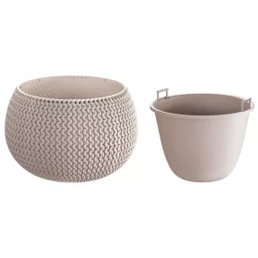   Műanyag virágcserép, Prosperplast Splofy Bowl, mokka, átmérő: 29 cm, magasság: 19,5 cm, tál alakú, betéttel, 3,9 l, kerek