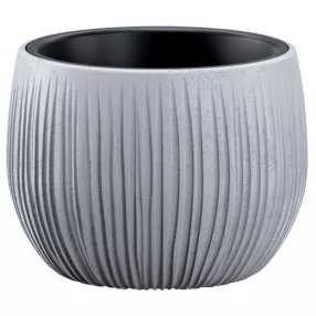   Műanyag virágcserép, Prosperplast Beton Bowl, szürke, átmérő: 18 cm, magasság: 14 cm, bordázott, betonhatású, kerek