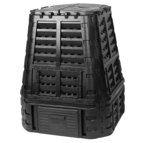   Komposztáló, Qbrick Patrol Eco Multi, fekete, 740 l, 93,3 x 93,3 x 113 cm, fedeles, alsó ürítőajtóval, egyszerű össszeszerelés