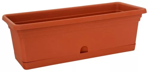 Műanyag virágláda, Ics Melissa, terrakotta, 50 x 20 cm, magasság: 16 cm, alátéttel, 8,5 l