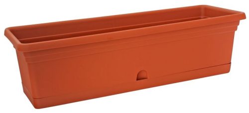 Műanyag virágláda, Ics Melissa, terrakotta, 60 x 20 cm, magasság: 16 cm, alátéttel, 8,5 l
