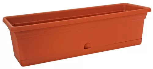Műanyag virágláda, Ics Melissa, terrakotta, 60 x 20 cm, magasság: 16 cm, alátéttel, 8,5 l