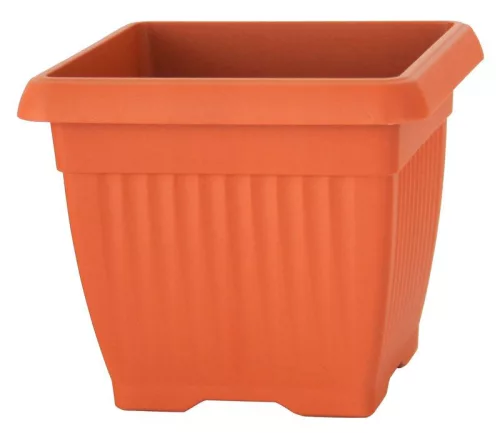 Műanyag virágcserép, Prosperplast Terra, terrakotta, 37 x 37 cm, magasság: 30 cm, bordázott, 25,2 l, négyzetes