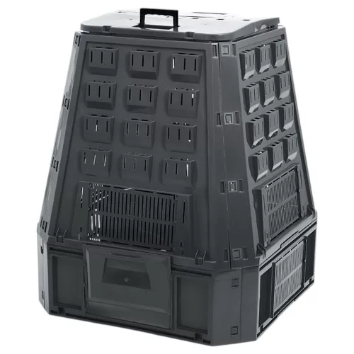 Komposztáló, Prosperplast, Evoblack, fekete, 630 l, 91 x 90 x 107 cm, felső fogantyúval, alsó ürítőajtóval, egyszerű összeszerelés