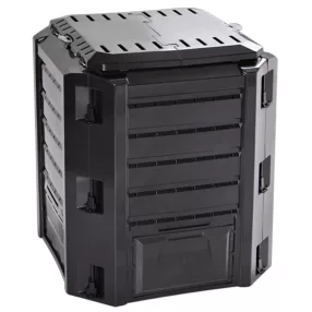   Komposztáló, Prosperplast, Compogreeen, fekete, 380 l, 71,9 x 71,9 x 82,6 cm, állatbiztos, fedeles, alsóürítő ajtóval, egyszerű összeszerelés
