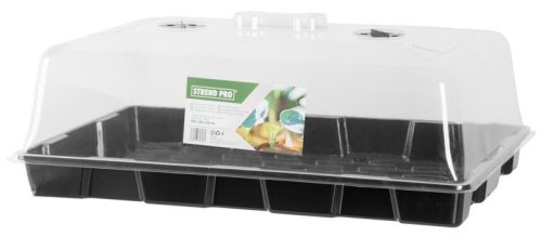 Melegágy, Strend Pro Garden Herrison P2007, fekete, 58 x 38 x 20 cm, átlátszó fedél, palántaneveléshez, mini