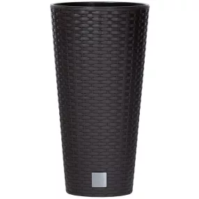   Rattan virágcserép, Prosperplast Rato Tubus 250, barna, átmérő: 25 cm, magasság: 47,6 cm, betéttel, 9 / 15,5 l, rattan hatású, kerek