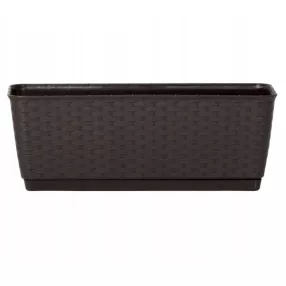   Rattan virágláda, Prosperplast Ratolla P, barna, 49,2 x 17,2 cm, magasság: 17,4 cm, alátéttel, 12 l, rattan hatású