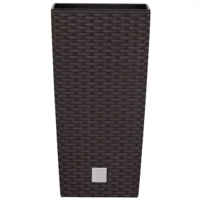   Rattan virágcserép, Prosperplast Rato Square 225, barna, 22,5 x 22,5 cm, magasság: 42,1 cm, betéttel, 8 / 16,3 l, rattan hatású, négyzetes