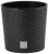 Rattan virágcserép, Prosperplast Rato Round 300, sötétbarna, átmérő: 30 cm, magasság: 27 cm, betéttel, 15 / 15,3 l, rattan hatású, kerek
